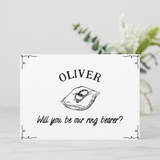 Gepersonaliseerde Naam Hand getrokken Ring Drager Kaart (Staand voorkant)