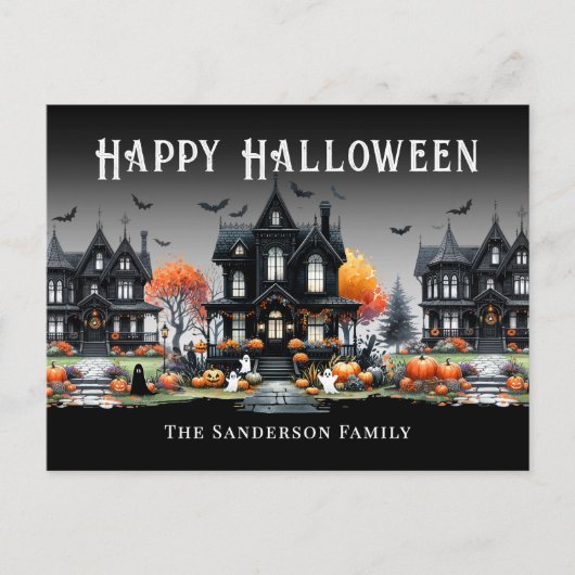 Gepersonaliseerde naam Happy Halloween Feestdagenkaart (Voorkant)