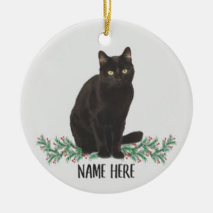 Gepersonaliseerde naam Havana Cat Black Gifts 2022 Keramisch Ornament