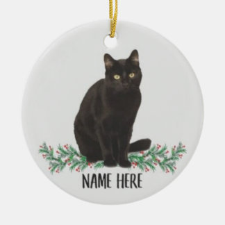 Gepersonaliseerde naam Havana Cat Black Gifts 2022 Keramisch Ornament