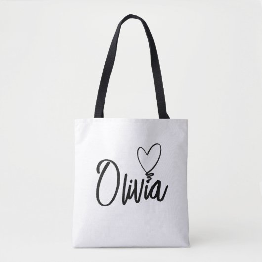 GEPERSONALISEERDE NAAM HEART CANVAS TAS (Voorkant)