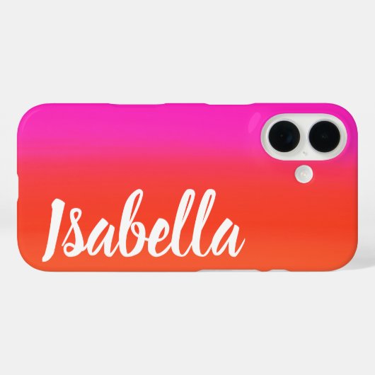 Gepersonaliseerde naam Helder roze en Oranje verlo Case-Mate iPhone Case (Achterkant (horizontaal))