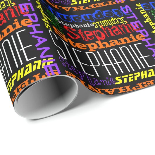 Gepersonaliseerde naam Heldere kleurrijke cadeauve Cadeaupapier (Rol Hoek)