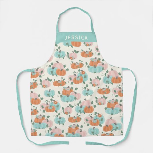 Gepersonaliseerde Naam Herfst Pastels Schattigee P Schort (Voorkant)