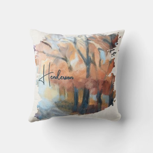 Gepersonaliseerde Naam Herfst Waterverf Boho Sinaa Kussen (Achterkant)