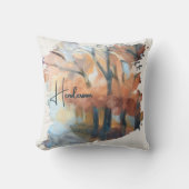 Gepersonaliseerde Naam Herfst Waterverf Boho Sinaa Kussen (Voorkant)