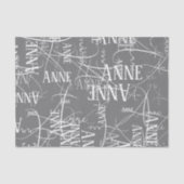 Gepersonaliseerde naam herhaaldelijk grijs tissuepapier (Voorkant)