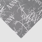 Gepersonaliseerde naam herhaaldelijk grijs tissuepapier (Detail)