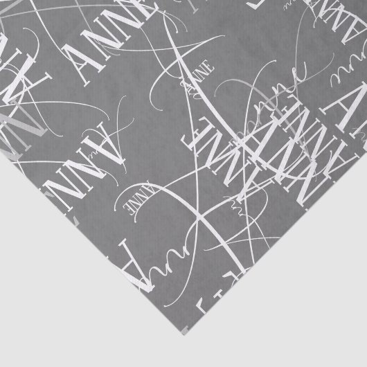 Gepersonaliseerde naam herhaaldelijk grijs tissuepapier (Detail)