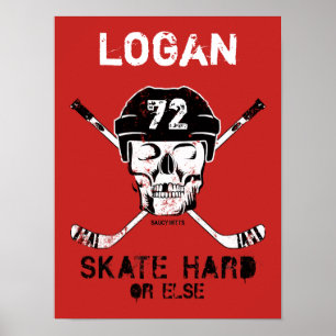 Gepersonaliseerde naam Hockey Skull Helmet Sticks  Poster