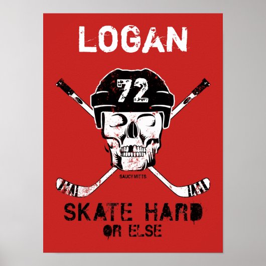 Gepersonaliseerde naam Hockey Skull Helmet Sticks  Poster (Voorkant)