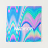 Gepersonaliseerde naam holografische golf wandkleed (Voorkant (horizontaal))