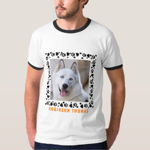 Gepersonaliseerde naam Hond Paw Hearts Foto Minima T-shirt