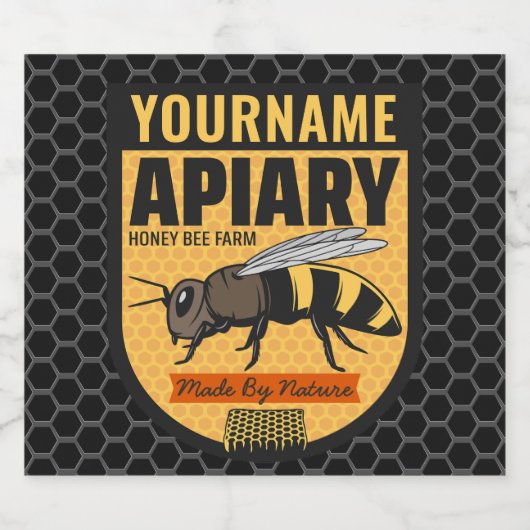 Gepersonaliseerde NAAM Honey Bee Apiary Bijenkorve Bier Etiket (Enkel label)
