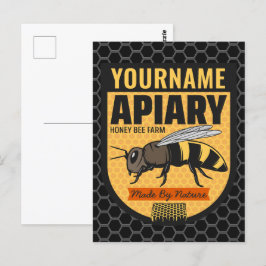 Gepersonaliseerde NAAM Honey Bee Apiary Bijenkorve Briefkaart