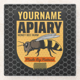 Gepersonaliseerde NAAM Honey Bee Apiary Bijenkorve Glazen Onderzetter