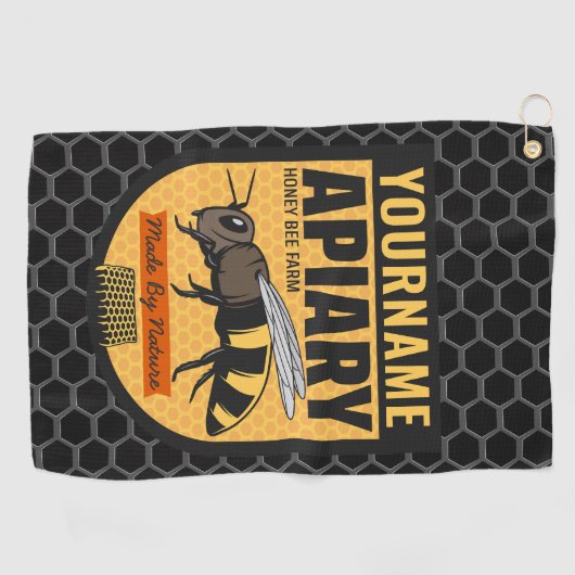 Gepersonaliseerde NAAM Honey Bee Apiary Bijenkorve Golfhanddoek (Horizontaal)