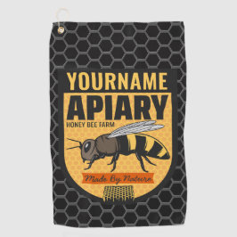Gepersonaliseerde NAAM Honey Bee Apiary Bijenkorve Golfhanddoek