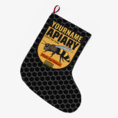 Gepersonaliseerde NAAM Honey Bee Apiary Bijenkorve Grote Kerstsok (Voorkant (Hangend))