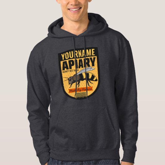 Gepersonaliseerde NAAM Honey Bee Apiary Bijenkorve Hoodie (Voorkant)