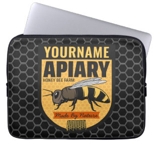 Gepersonaliseerde NAAM Honey Bee Apiary Bijenkorve Laptop Sleeve