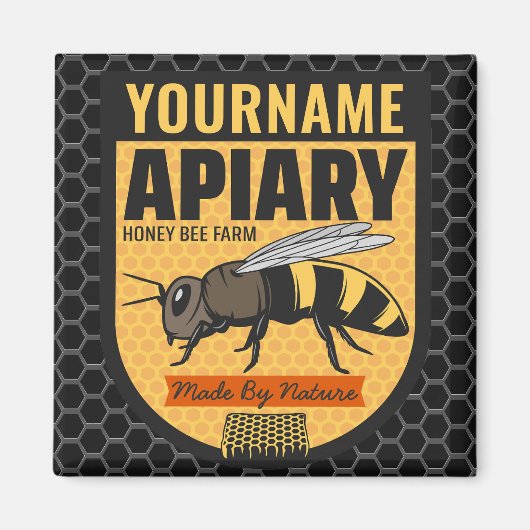 Gepersonaliseerde NAAM Honey Bee Apiary Bijenkorve Magneet (Voorkant)