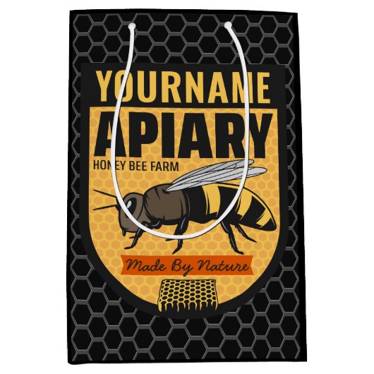 Gepersonaliseerde NAAM Honey Bee Apiary Bijenkorve Medium Cadeauzakje (Voorkant)