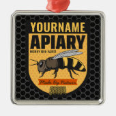 Gepersonaliseerde NAAM Honey Bee Apiary Bijenkorve Metalen Ornament (Voorkant)