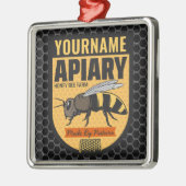 Gepersonaliseerde NAAM Honey Bee Apiary Bijenkorve Metalen Ornament (Links)
