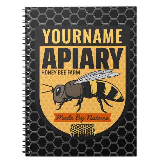 Gepersonaliseerde NAAM Honey Bee Apiary Bijenkorve Notitieboek (Voorkant)
