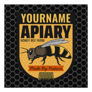 Gepersonaliseerde NAAM Honey Bee Apiary Bijenkorve Perfect Poster