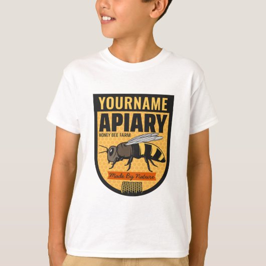 Gepersonaliseerde NAAM Honey Bee Apiary Bijenkorve T-shirt (Voorkant)