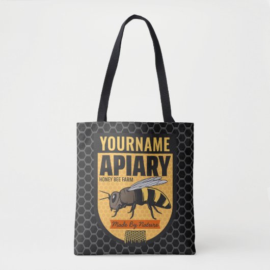 Gepersonaliseerde NAAM Honey Bee Apiary Bijenkorve Tote Bag (Voorkant)