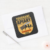 Gepersonaliseerde NAAM Honey Bee Apiary Bijenkorve Vierkante Sticker (Envelop)