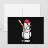 Gepersonaliseerde naam Honkbal Sneeuwbal Ballen Sn Feestdagenkaart (Voorkant / Achterkant)