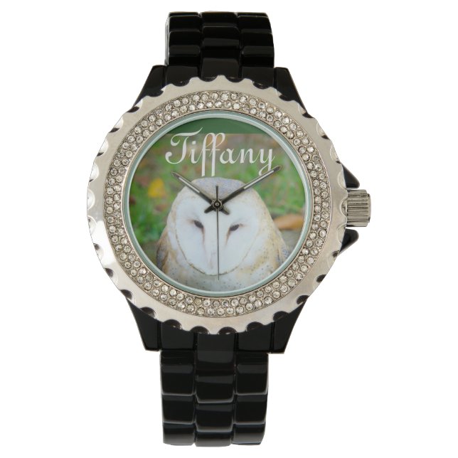 Gepersonaliseerde naam horloges White Uil horloge (Voorkant)