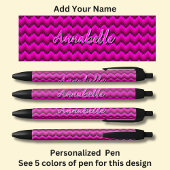 Gepersonaliseerde naam, Hot Pink Chevron Zig Zag Zwarte Inkt Pen
