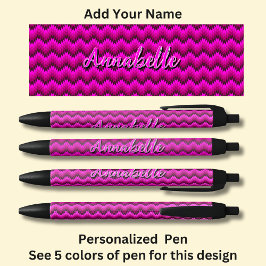 Gepersonaliseerde naam, Hot Pink Chevron Zig Zag Zwarte Inkt Pen