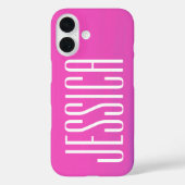 Gepersonaliseerde naam Hot Pink Fuchsia Eenvoudig Case-Mate iPhone Case (Achterkant)
