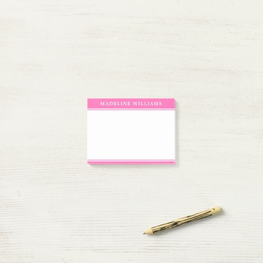 Gepersonaliseerde naam Hot Pink Post It Notes (Op bureau)