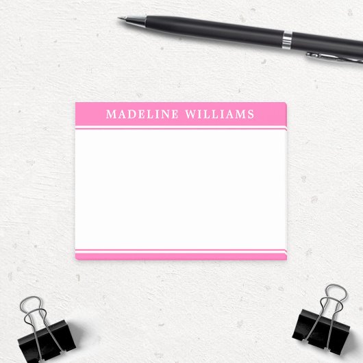 Gepersonaliseerde naam Hot Pink Post It Notes