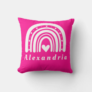 Gepersonaliseerde naam Hot Pink Rainbow Kussen