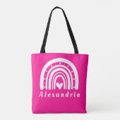 Gepersonaliseerde naam Hot Pink Rainbow Tote Bag (Achterkant)