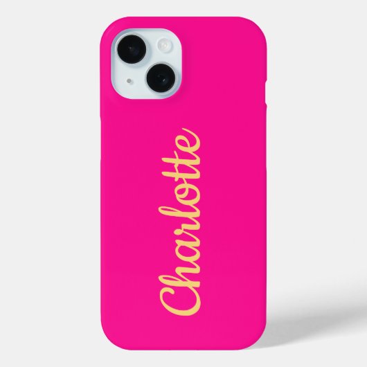 Gepersonaliseerde naam Hot Pink Sinaasappel Case-Mate iPhone Case (Achterkant)