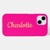 Gepersonaliseerde naam Hot Pink Sinaasappel Case-Mate iPhone Case (Achterkant (horizontaal))