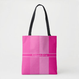 Gepersonaliseerde naam Hot Pink Stripes Tote Bag