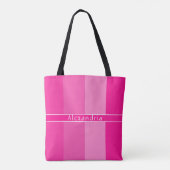 Gepersonaliseerde naam Hot Pink Stripes Tote Bag (Achterkant)