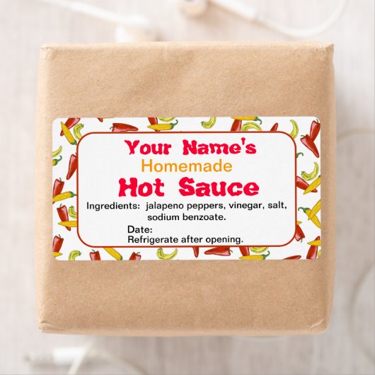 Gepersonaliseerde naam Hot Sauce Labels Chili Pepp (Insitu)