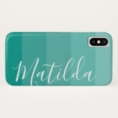 Gepersonaliseerde naam in de schaduw van aqua Ombr Case-Mate iPhone Case (Achterkant (horizontaal))
