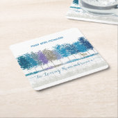 Gepersonaliseerde naam in herinnering bomen eenzam kartonnen onderzetters (Schuin)